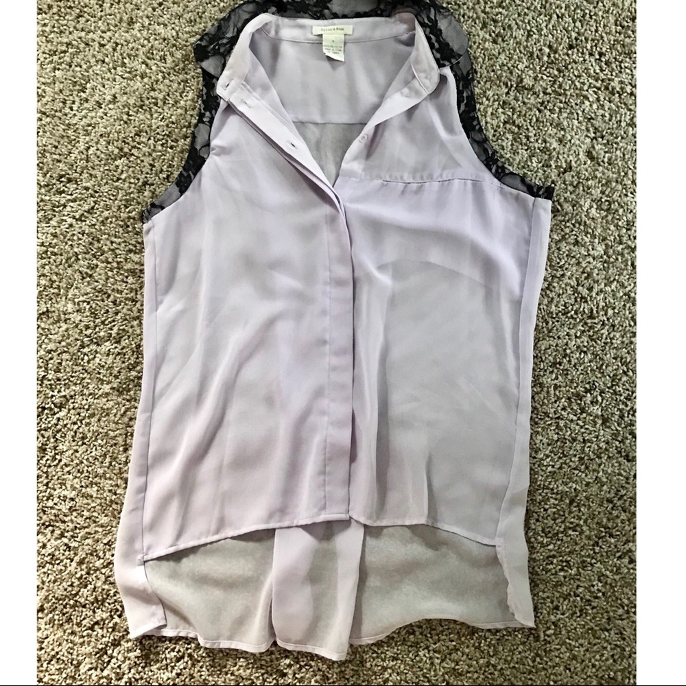 SIZE S Dylan & Rose Button Down Purple Sheer Top